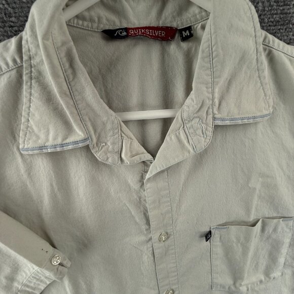 Quiksilver Medium Short Sleeve Gray Surf Pocket Solid Mens Shirt Woven Surf - Picture 2 of 14